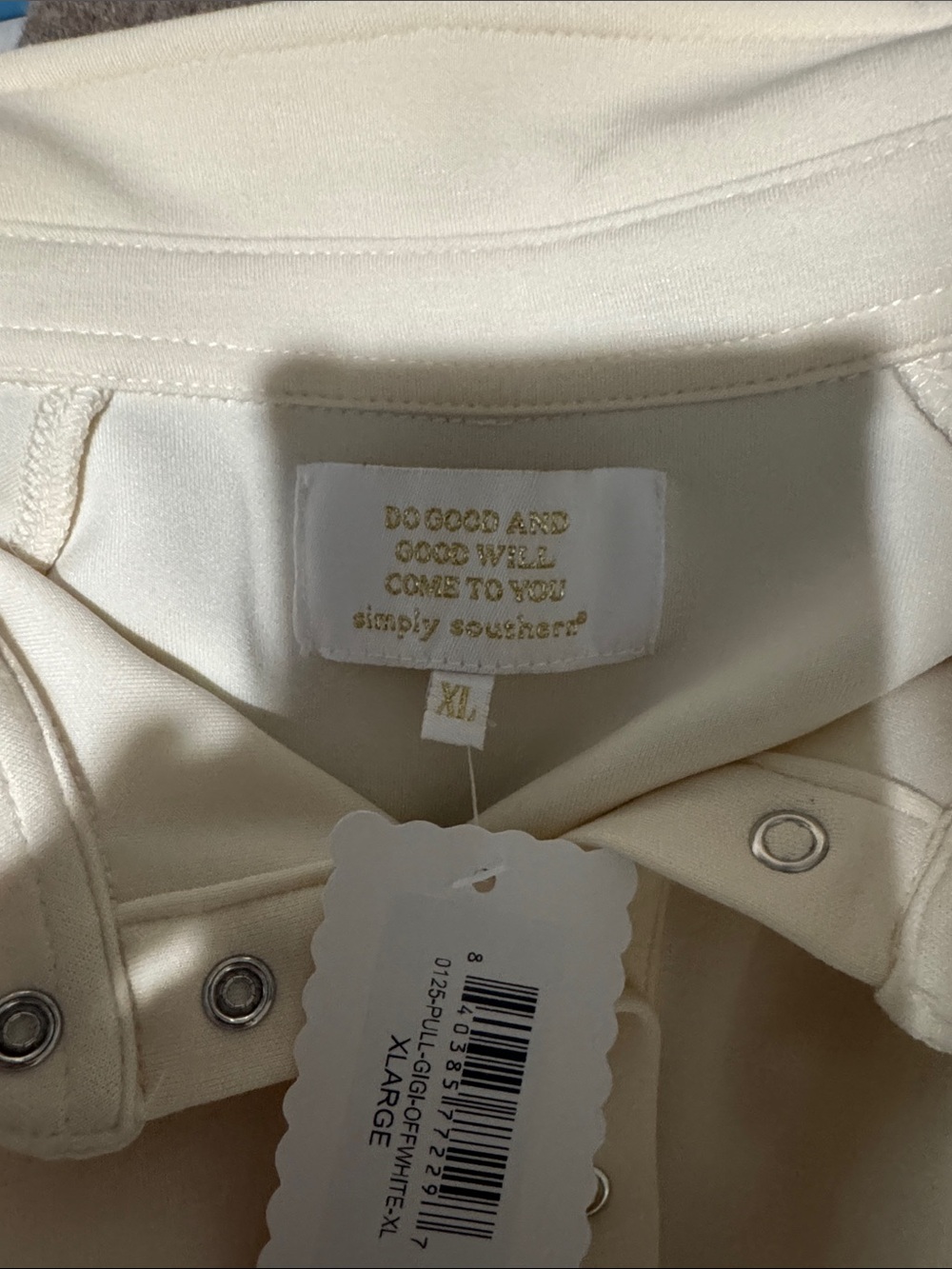 Simply Southern Cream Snap-Button Polo Sweatshirt - Picture 2 of 2